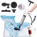 Toilet Plunge Blaster, High Pressure Toilet Plunger, High-Pressure Air Drain Blaster Plunge Blaster Multi-drain Unclogger for Toilets, Bathroom Floor, Drain Sinks and Plumbing Clogs.