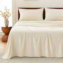 GOKOTTA 4-Pcs King Size Sheets Set, 10-16" Deep Pocket, Non-Slip Elastic Corner Straps, Washed & Brushed Microfiber Polyester - Hotel Luxury, Ultra Soft, Breathable, Wrinkle-Free, Anti-Rip - Beige