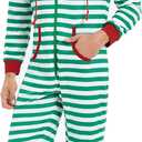 Veseacky Family Christmas Pajamas Matching Sets Adult Onesie Zipper Hooded Footed One-Piece Pjs Jumpsuits (X-Large, Men-green White Striped)