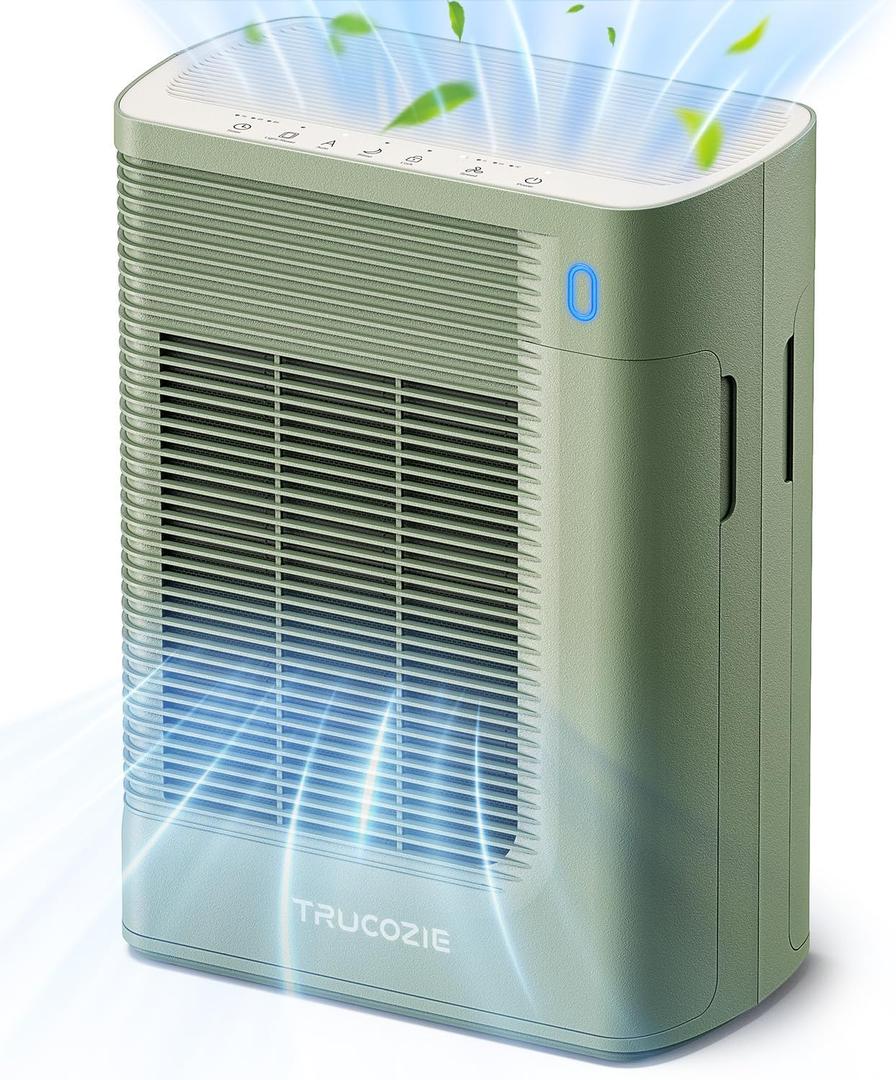 Trucozie T356 Air Purifier for Home Large Room Bedroom Up to 1937 Ft in 1 Hr With Double-sided Air Inlet, Air Quality and Light Sensors, HEPA Sleep Mode for Allergies, Dust, Pollen, Pet Hair, Green