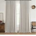 Black Out 96 Inch Long Boho Curtains 2 Panel Set, Farmhouse Curtains for Living Room Darkening/Thermal/Noise Reduction Textured Flax Linen Drape 8ft Hook&Ring Included Birch Off White 50"x96"