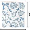 Blue Cute Beach Shower Curtain, Blue Ocean Beach Seashell Starfish Themed Bathroom Waterproof Fabric Coastal Summer Girly Shower Curtain Set with Hooks for Bathroom Decor 72x72 Inch