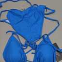 Women Two Piece Swimsuit Sexy Swimwear Halter String Triangle Bikini Sets (Blue, S)