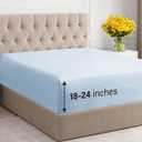Extra Deep Cal King Fitted Sheet - Hotel Luxury Single Fitted Sheet Only - Easily Fits 18 inch to 24 inch Mattress - Ultra Soft, Wrinkle Free with Extra Deep Pockets - Breathable & Comfy - Sky Blue