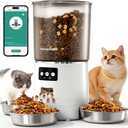 Automatic Cat Feeder for 3 Cats, 6L/25 Cup Cat Food Dispenser with Strong Anti-Jam System, Dual-Effect Desiccant, Smart WiFi App Control Pet Feeder, Automatic Dog Feeder for Cats and Small Dog (White)