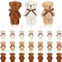 Jenaai Mini Bears with Bow Tie 2.35 Inch Plush Stuffed Tiny Bears Doll Bulk Small Animal for Graduation Gift Birthday Gifts Party Favors DIY Keychain Crafts