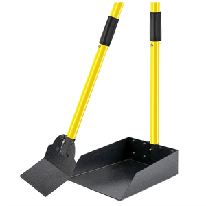 Dog Pooper Scooper,Tray and Spade Set Poop Scooper for Dogs, Adjustable Long Handle Metal Pooper Scooper with Bin for Pet Waste Removal, No Bending Clean Up for Medium and Large Dogs