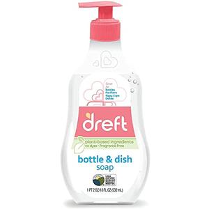 Dreft Dish Soap, Plant Based, Fragrance Free, 18 Fl Oz (Pack of 3)