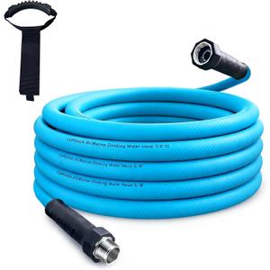 Cupohus RV Water Hose 35FT with Strain Relief Ends, Kink-Resistant Drinking Water Hose, 5/8''ID Potable Food Grade Hose with Storage Strap for RV, Marine, Camper, Truck, Car, Garden (Blue)