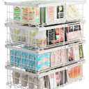 UMDONX 4 Pack Expandable Freezer Organizer Bins Large Freezer organizer Bins Stackable 11.4" Expand to 17.9", Fit 10 to 20 Cu.FT Black (White)