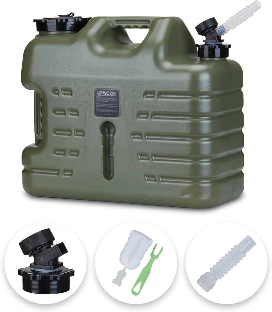 5 Gallon Water Jug, Camping Water Container, Truly No Leakage Water Storage with Spigot, Large Military Green Water Tank,BPA Free Portable Overlanding Gear for Outdoors,Hiking