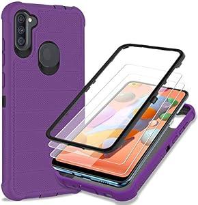 Probeetle Case for Samsung Galaxy A11 Phone Case Lilac Purple/Black | HD Screen Protector, Heavy Duty, 3 Layer, Hybrid, Shock Proof, Protective, Rugged Bumper, PC and TPU, Cover Case