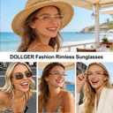 Dollger Sunglasses for Women Men Retro Metal Frame Rectangle Square Sunglasses 70s 80s Large Designer Shades