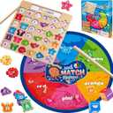 Alphabet Fishing Game - Wooden ABC Letter Puzzle for Toddlers 3-5 Years Old, Fine Motor Skills Toy, Birthday Gift for Kids