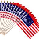 12 Pack Small American Flags/Mini American Flag for Outdoor US 4x6 Inch American Hand Held Stick Flag with Safety Spear Top, Patriotic 4th of July Decorations Veteran's Day Decorations