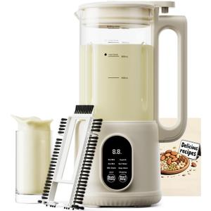 Anminto 8-in-1 Automatic Nut Milk Maker Machine, 34oz Heated Plant-Based Milk Machine with Auto-Clean, 10-Blade System for Creamy Almond, Oat, Soy & Dairy-Free Milk, 12H Timer