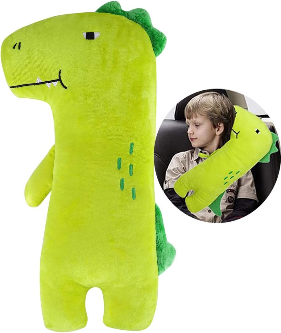 Car Travel Pillow for Kids Car Seat Pillow Cute Cartoon Travel Pillow Cushion Breathable Head and Body Support Pillow for Sleeping Travel Neck Rest Car Seat Pillow Long Journey&Road Trip (Dinosaur)