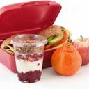 Zezzxu 50 Pack 12 oz Disposable Parfait Cups with Lids No Hole, Toppings Compartment and Spork, Yogurt Conatiner with Granola Holder for Take Away Breakfast and Snacks, No Leaking