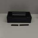 Bathroom Decor Box,Wooden Toilet Tank Topper Basket Tray,Back of Toilet Basket for Paper Storage Bathroom Counter Organizer (Black, Hollowed-Out 15*6.1*3in)