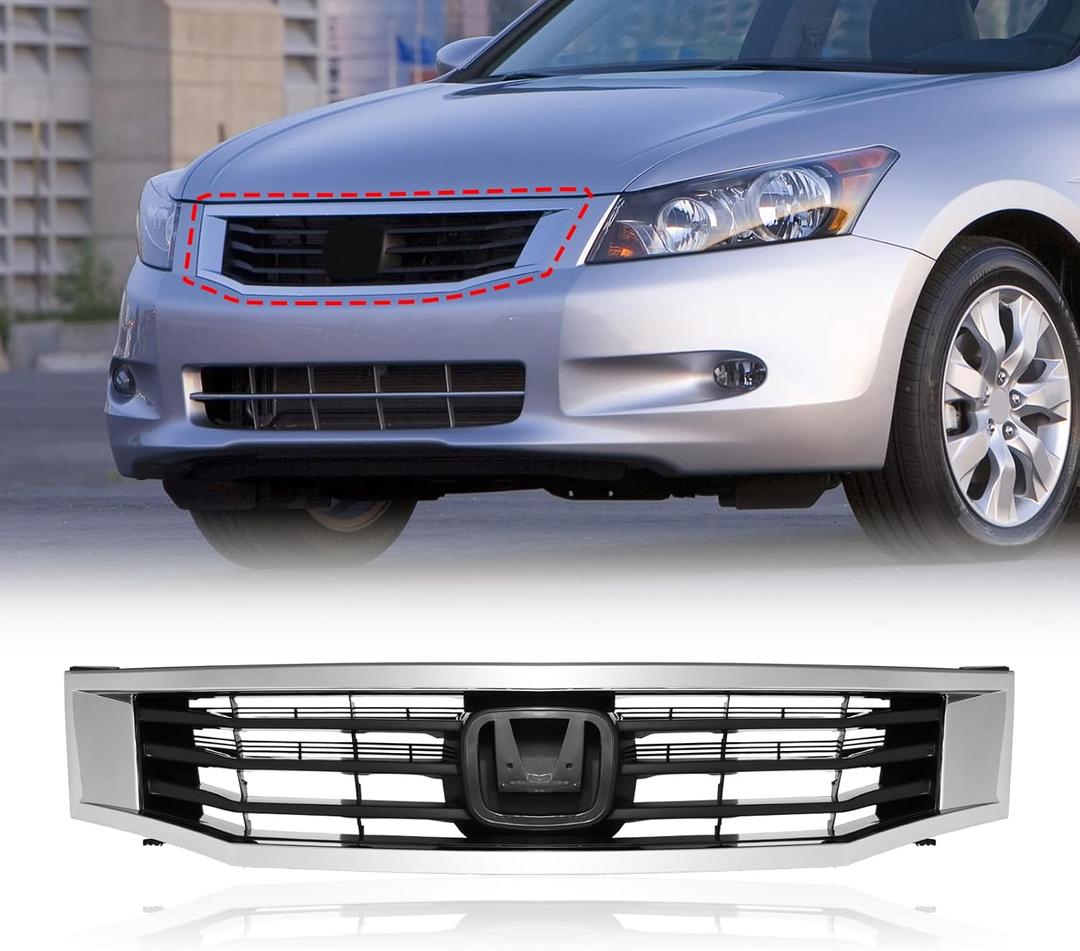 BXZ Front Upper Bumper Grille Chrome Grill For Honda Accord Sedan 2008 2009 2010 HO1200222