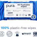 Pura XL Flushable Adult Wipes Unscented Extra Large Wet Wipes with Aloe Vera & 99% Water, Sensitive Skin, 4 Pack of 40 (160 Wipes), Personal Hygiene Toilet