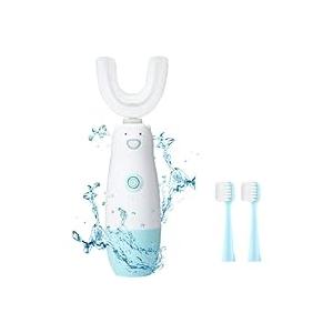 Kids Electric Toothbrush，U Shaped Toothbrush Waterproof Ultrasonic Battery Powered 360° Cleaning Automatic Toddler Toothbrushes for 4-15 Years Old for Boys Girls Children Gift（Blue）