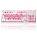Aula F3099 Wireless Keyboard with Media Knob, Tri-Mode BT5.0/2.4GHz/USB-C Cute Creamy Keyboard with Number Pad, RGB Backlit Gaming Keyboard, Quiet Typing Pink Computer Keyboards for Office Laptop/PC