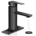 Black Bathroom Faucet YXOCVIR Single Hole with Pop-Up Bathroom Drain Single Handle Bathroom Faucet Suitable for Vanity Sinks, RV, Farmhouses, Suitable for 1 or 3-Hole Installation