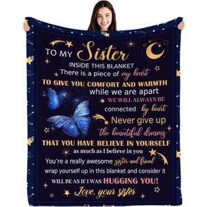 Sister Blanket Butterfly, 50"x60" - Sister Birthday Gifts, Sisters Gifts for Women, Birthday Gift for Sisters Adult, Butterfly Blanket for Sis, Present for Sis Christmas