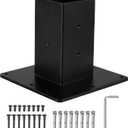 Ilyapa Black Mailbox Post Mount Base Plate Mounting Bracket - Works with Mailboxes - No Wood Required, Slides Over Bracket 43x4x4 - (8x8x7 in.)