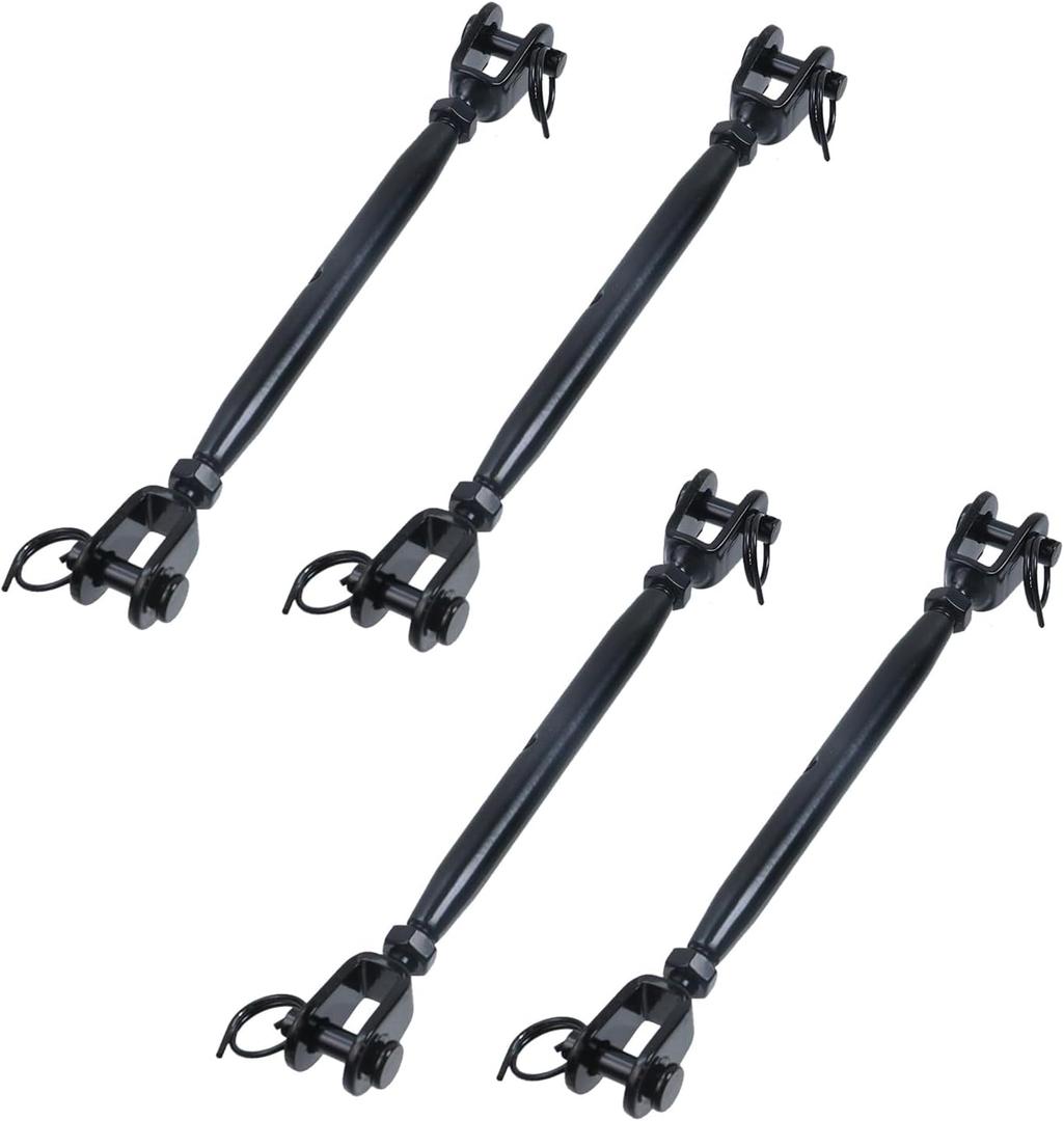 Antrader M4 Turnbuckle Jaw and Jaw Turnbuckle,Stainless Steel Turnbuckles for ables Wire Rope Tensioner,Black,4Pcs