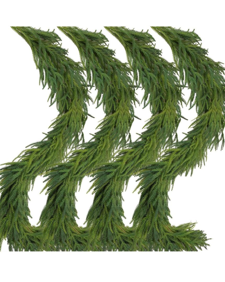 4 Pcs Artificial Norfolk Pine Garlands Christmas, 6 FT Dense Real Touch Winter Pine Garland Ornament, Green Artificial Greenery Garland for Table, Mantle, Wall, Indoor, Outdoor Christmas Decorations