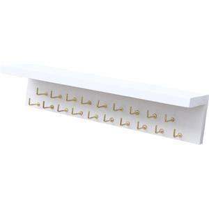 Wall Hooks with Shelf Wall Organizer Key Holder Wall Mounted Coat Rack with Shelf for Behind Door Bedroom Entrance Cloakroom (White)