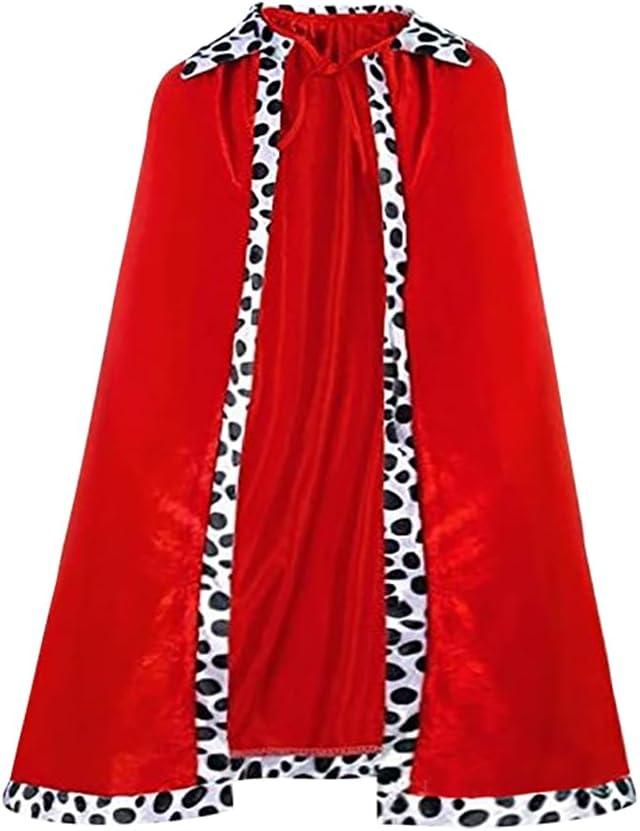 Red King Robe Queen Robe Mardi Gras Cape Cosplay Costume Stage Performances Royal Cape Dress Up Cape for Halloween Costume Party Accessory