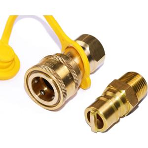 DOZYANT 1/2" QDD LP Gas Quick Connect Disconnect Connector & Male Insert Plug Solid Brass 1/2 PSIG Pressure Input 1/2 Ins & 1/2" Male NPT x 1/2 inch Natural Gas Propane Fitting Connector
