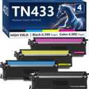 MxVol Compatible TN433 TN431 TN-433 Toner Cartridge Replacement for Brother TN 433 TN-431 MFC-L8900CDW MFC-L8610CDW HL-L8360CDW HL-L8260CDW Printer Toner (TN433BK TN433C TN433M TN433Y, 4-Pack)