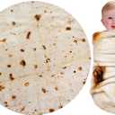 CASOFU Baby Burritos Swaddle Blanket, Tortilla Wrap Blankets Funny Gifts for Baby Shower Boy Girl Toddler Newborn, 285 GSM Soft Flannel Food Blanket White Elephant Gifts for Toddler (Beige, 36 inches)