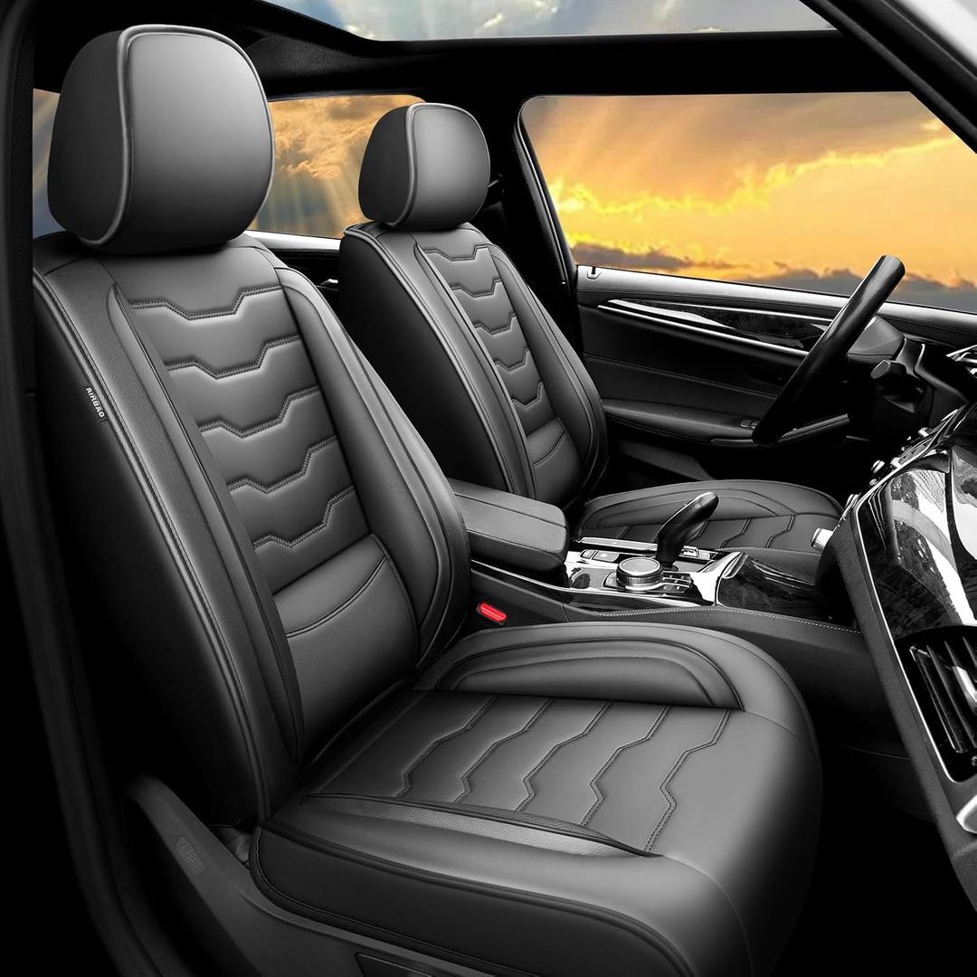 Fit Tucson Car Seat Covers Premium Leather for Hyundai Tucson 2010-2025 2026. Waterproof Breathable, Scratch-Resistant & All-Weather Seat Cushion Protector (Full Set, Black)