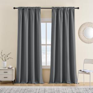 CUCRAF Blackout Curtains 108 inches Long, Room Darkening Window Curtain Panels, Rod Pocket Thermal Insulated Solid Drapes for Bedroom Living Room, 52x108 inch, Light Grey, Set of 2 Panels,