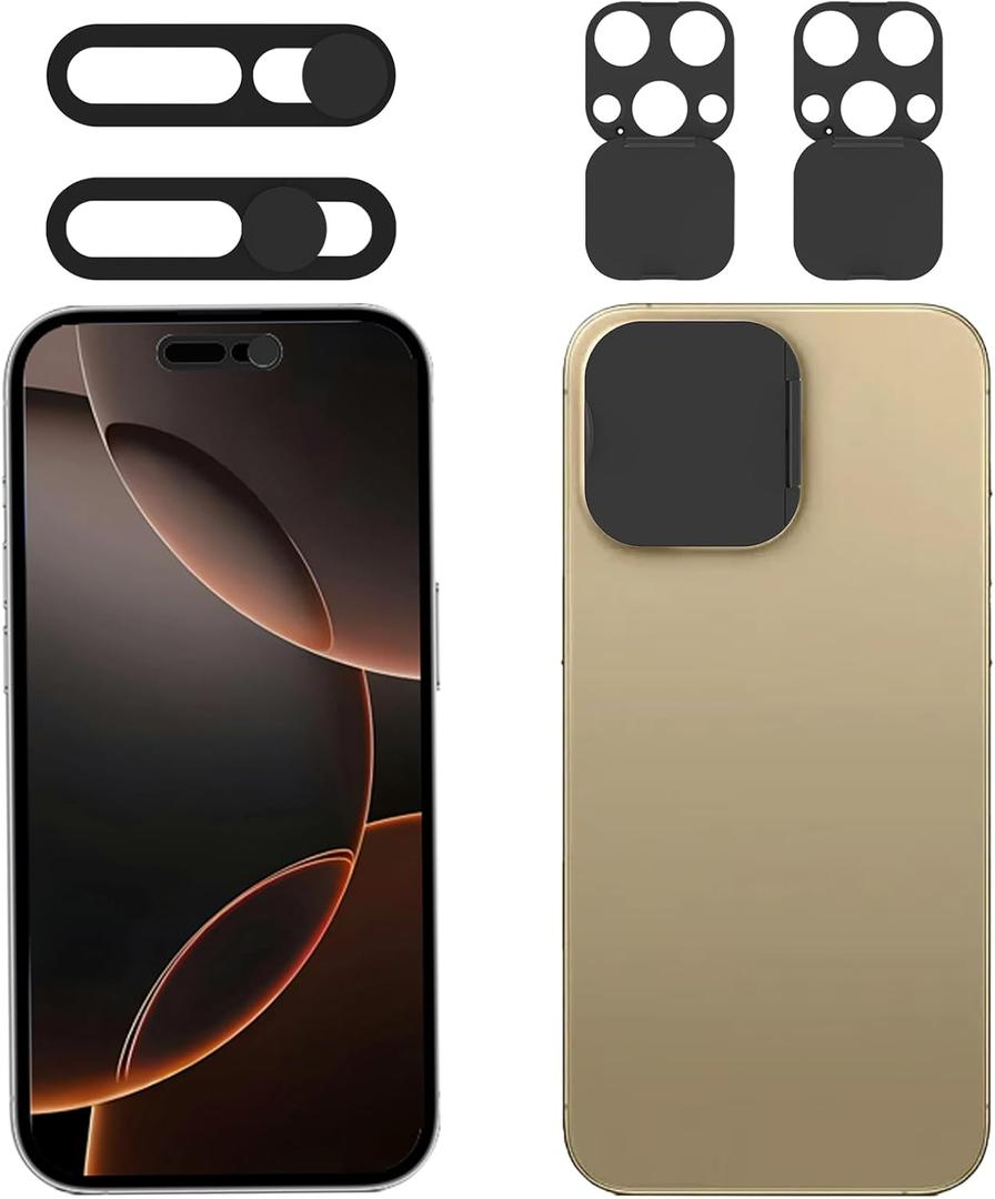 Privacy Cover Compatible for iPhone 16 Pro/iPhone 16 Pro Max with Front Camera Cover,Protect Privacy and Security But Not Affect Facial Recognition, 2 Pack