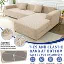 ZNSAYOTX Stretch Sectional Couch Covers New-Triangle Texture, Thick Slipcovers with Elastic Bottom for L Shape Sectional Sofa, 2 Pc Pet Friendly Universal Protector for(Sofa or Chaise), Khaki