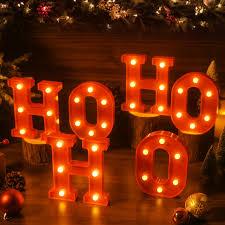 EDYCON Christmas Letter Lights Sign Table Decorations Christmas LED Light up Letters Battery Powered Letter for Home Bar Party Bedroom Tabletop Indoor Decor Gift(HOHOHO