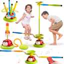 5 in 1 Musical Jump Toys, Toss Ring Game Stomping Launch Rocket Launcher for Kids, Obstacle Avoidance & Jump Squating Toy Games Remote Control Outdoor & Indoor Toys for Ages 4-8 8-13