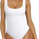 REORIA Bodysuit for Women Scoop Neck Sleeveless Tank Top Bodysuits 2025 Sexy Thong Bodysuit Basic Leotards for Women XL