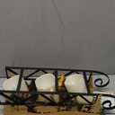 Christmas Sleigh Table Centerpieces Decorations, Xmas Gold Cut-Out Tree Sleigh LED Candle Candelabrum with Timer Holiday Candle Holder for Home Party Table Mantel Decoration