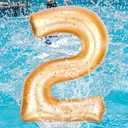 Foilswirl Pool Number 0-9 Floats 20'' Inflatable Gold Birthday Pool Party Decoration Large Inflatable Floating Balloons for Summer Graduation Party Supplies Swimming Indoor Outdoor Backdrop(Number 2)