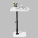 Adjustable Side Table TV Tray, C Shaped End Table, Small Bedside Table, Mid Century Modern Accent Nightstand for Living Room, Bedroom, Corners and Office (White)