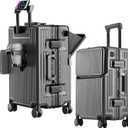 2-Piece Hardshell Zipperless Luggage Set, 20/26" Aluminum Frame Hardshell Spinner Luggage, Airline Approved Carry-On Luggage, TSA Lock, 360 Quiet Wheels With Cup Holder (grey)