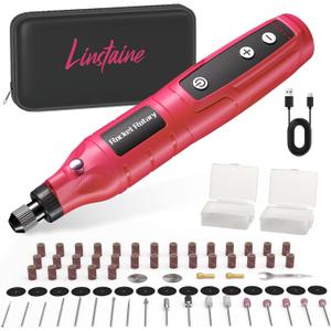Mini Cordless Rotary Tool Kit with 75pcs Accessories, 5-Speed Rechargeable Engraving Pen with LED Light, 3.6V Power Rotary Tool for Sanding, Polishing, Drilling, Engraving, DIY Crafts, Deep Pink