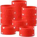 PullCrease 200 Pcs Heart Health Awareness Wristband Red Silicone Rubber Bracelets 10 Styles with Inspirational Sayings for Heart Disease Health Month Campaign Support